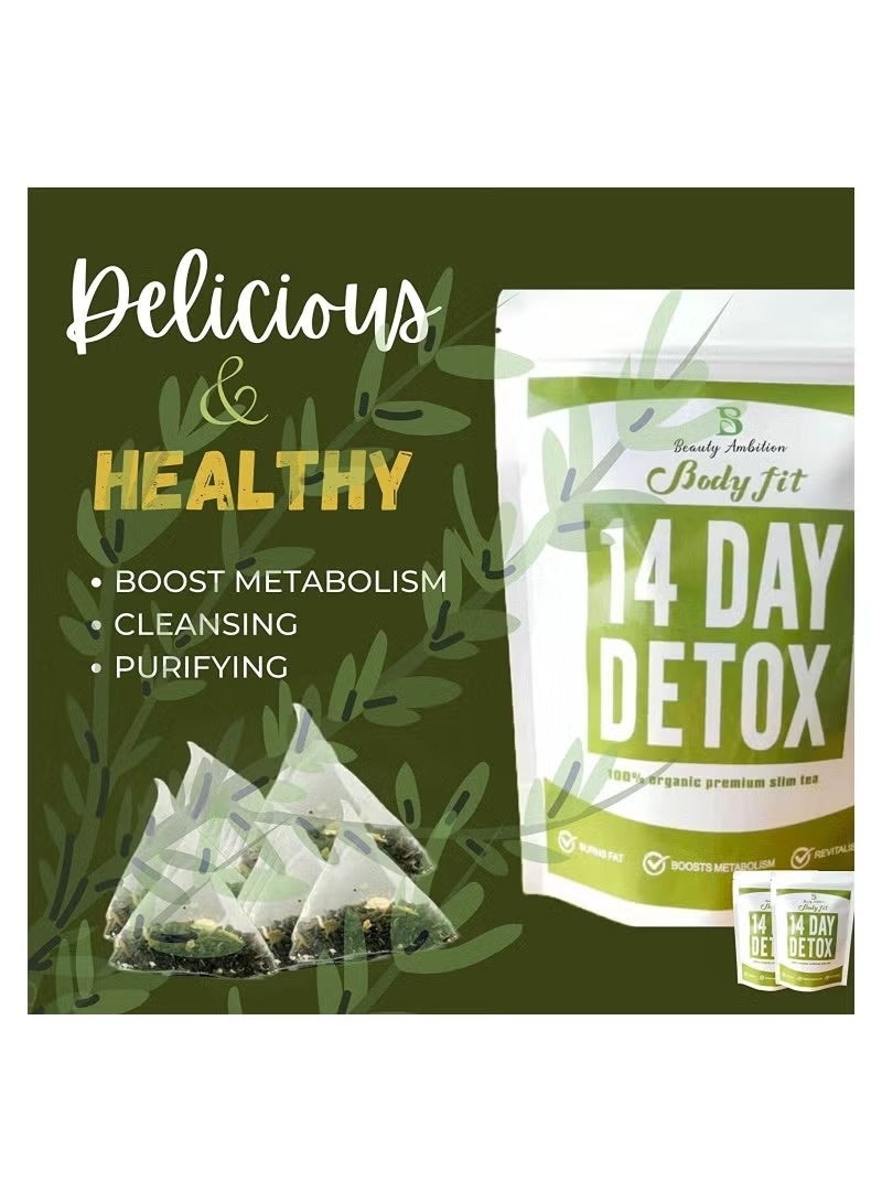 BEAUTY AMBITION Body Fit 14 Day Detox Tea | Herbal Lifestyle Tea | Green Tea & Botanical Blend | Tea Bags - Image 3
